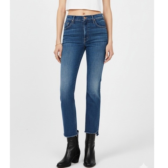 MOTHER Denim - MOTHER The Insider Crop Step Fray Jeans Walking On Coals Denim Size 27